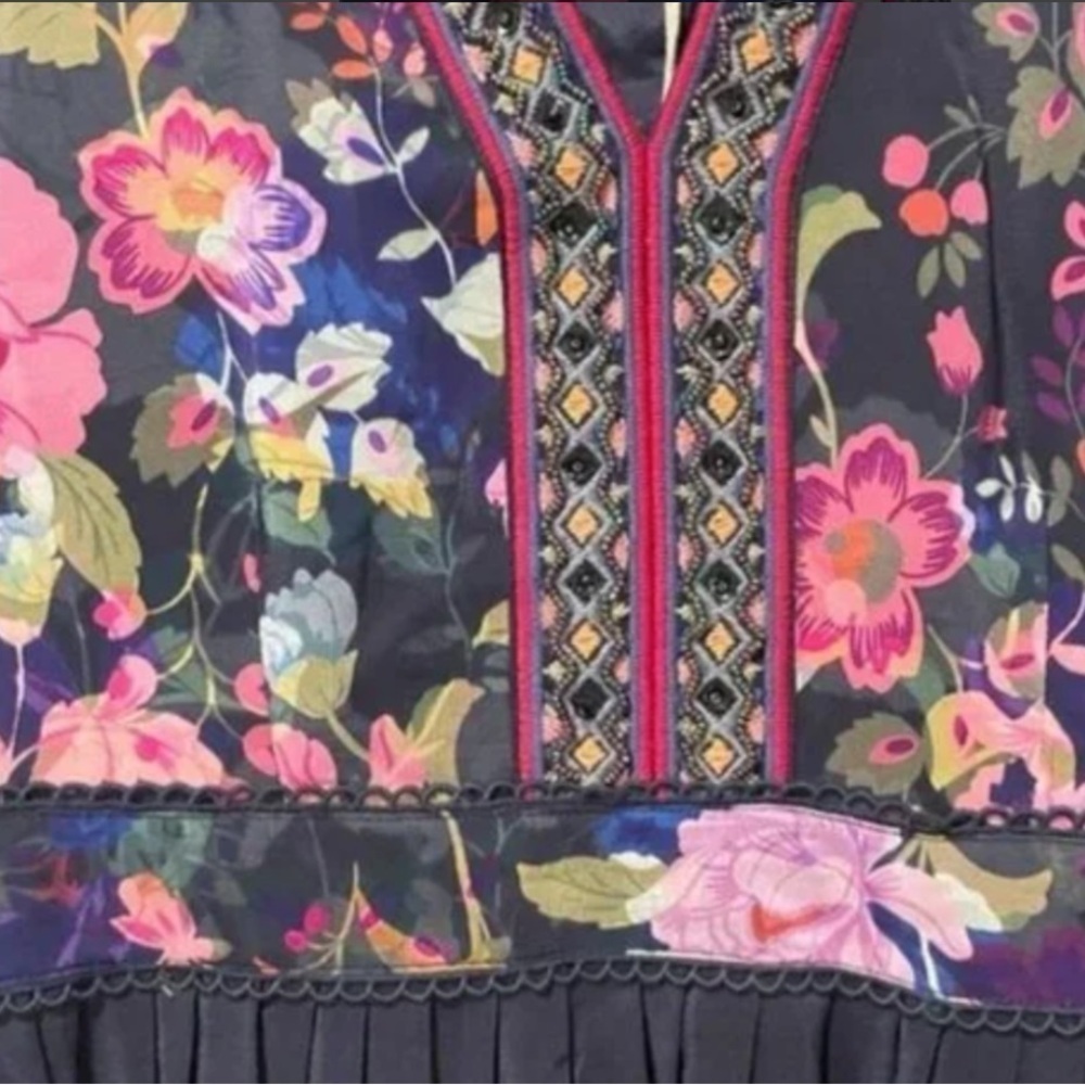 Johnny Was Embroidered jewled VALERIA SILK MAXI DRESS NWT - Picture 13 of 13
